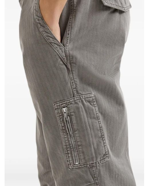 Brunello Cucinelli Gray Cotton Chevron Trousers With Zipped Pocket for men