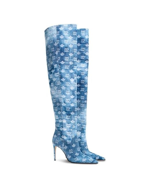 DSquared² Blue D2 Monogram Heeled Boots