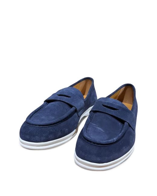 Calce Blue Suede Loafers for men