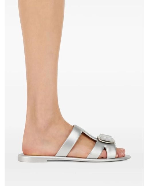 Ferragamo White Lilou Flat Slide Rubber Sandals