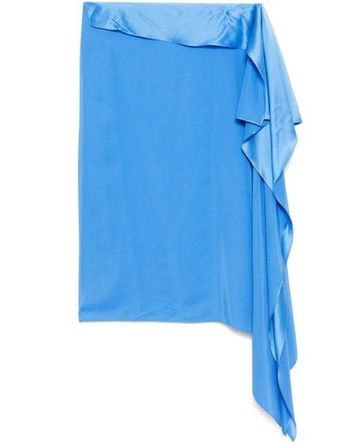 Christopher Esber Blue Crosscut Silk Skirt