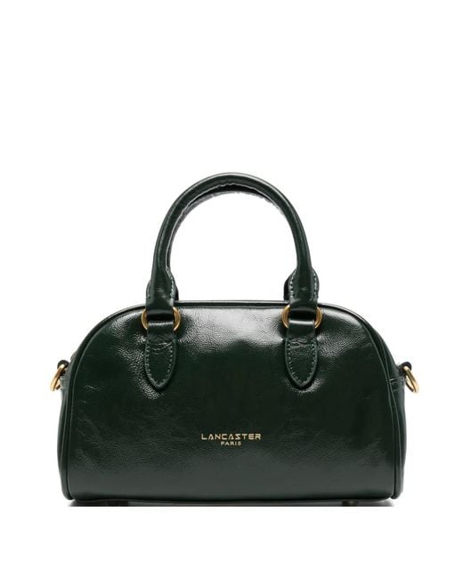 Lancaster Black Retro Bow Logo-Print Grained-Effect Tote Bag