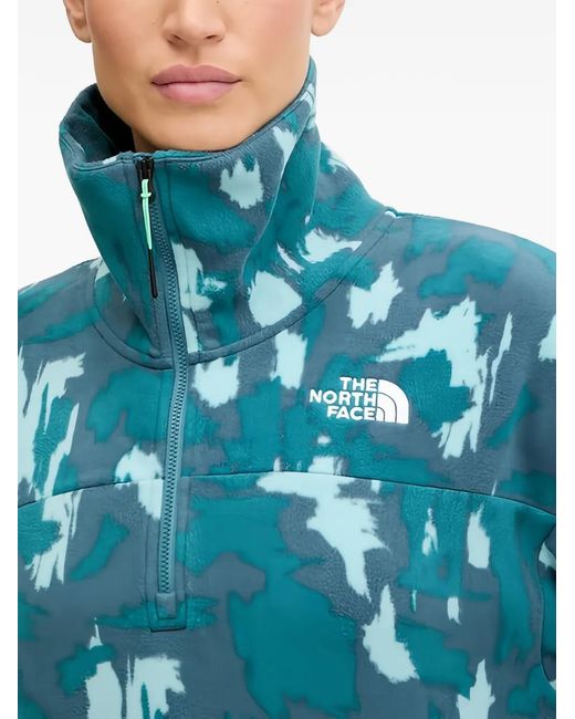 The North Face Blue Sweat À Col Zippé Et Motif