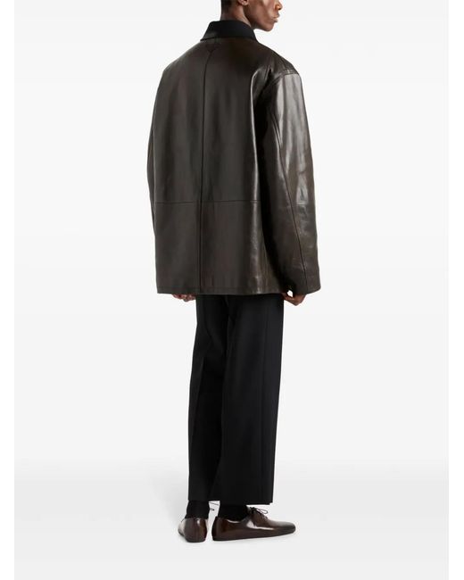Prada Black Shearling-Lined Leather Jacket for men
