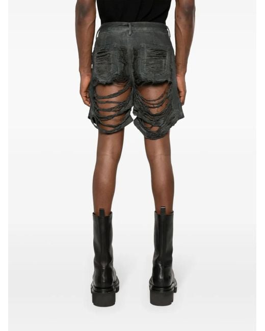 Rick Owens Gray Geth Distressed Shorts for men