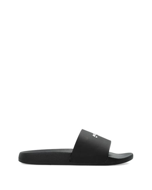AllSaints Black Underground Logo-Detail Slip-Ons Sliders for men