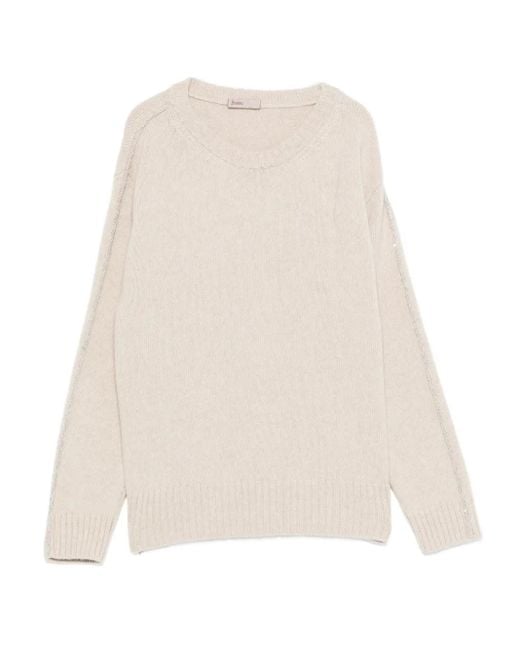 Herno White Verzierter Pullover