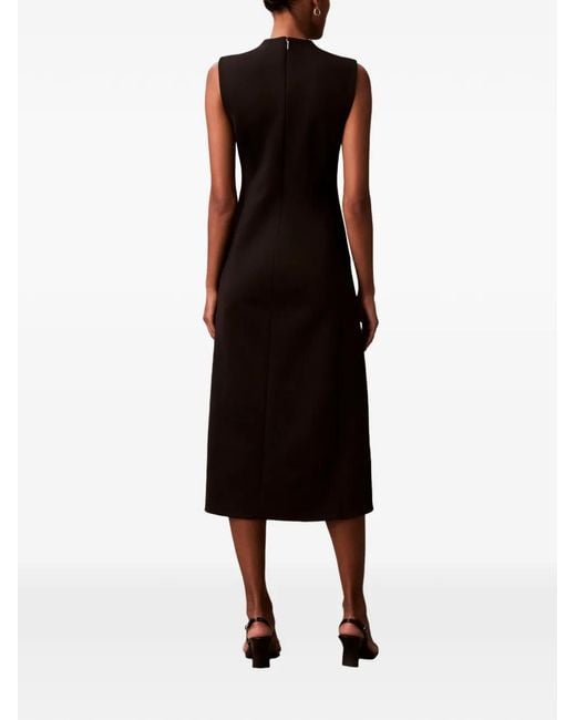 Calvin Klein Black Sleeveless Mock-Neck Midi Dress