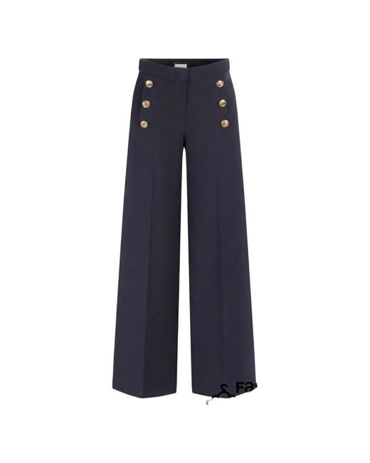 Seductive Blue Bridget Button-Embellished Trousers