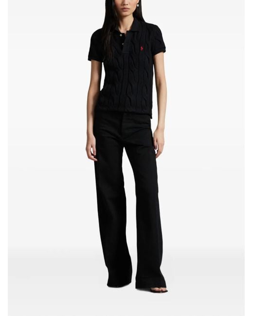 Polo Ralph Lauren Black Cable-Knit Polo Shirt