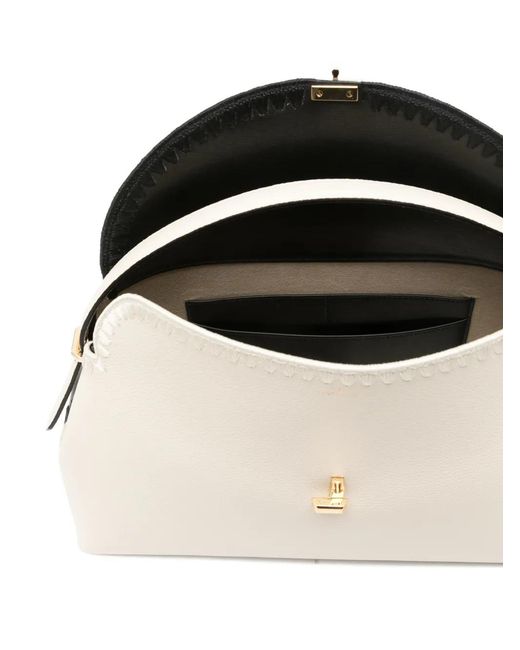 Totême Leren Schoudertas Met Geborduurd T-Slot in het Natural