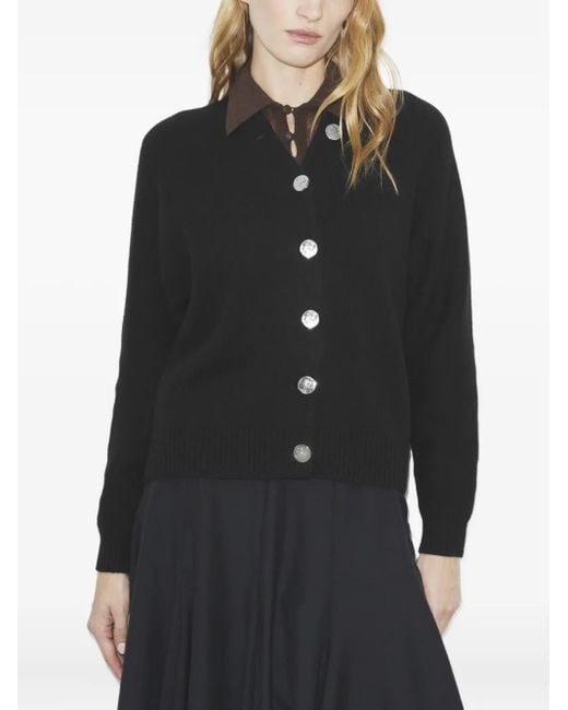 Tory Burch Black Button Merino-Wool Cardigan