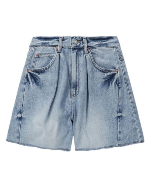 SJYP Blue Pleated Denim Shorts