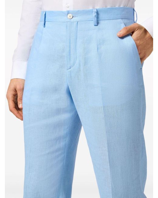 Philipp Plein Blue Linen Tailored Trousers for men