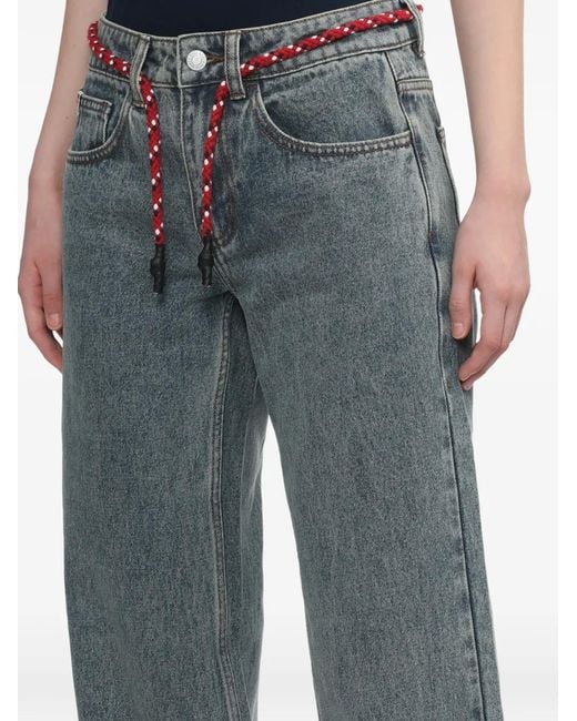 A Bathing Ape Gray Apee Rope Wide-Leg Jeans