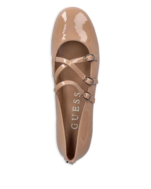 Guess Natural Straps Buckle Ballet Flat