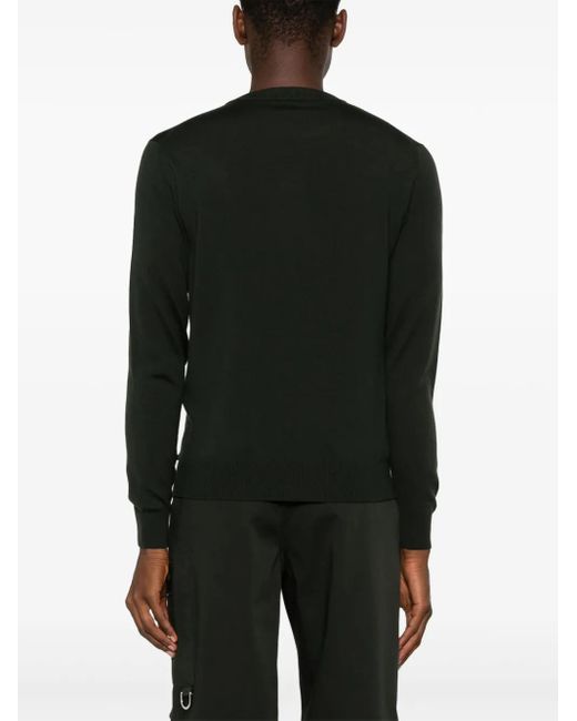 Fendi Black Wool Blend FF-Embossed Knitted Sweater for men