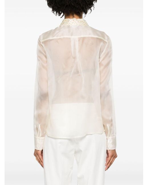 Chemise en soie à ornements en cristal Fabiana Filippi en coloris White