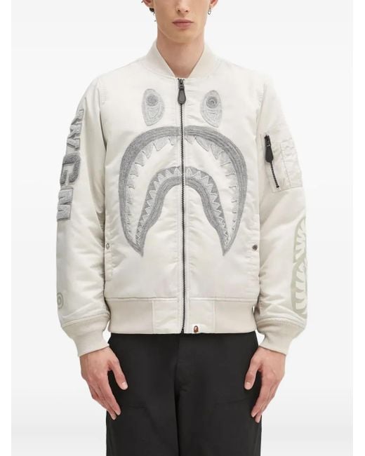 A Bathing Ape エンブロイダリーボンバージャケット Gray