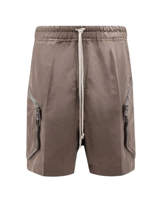 Rick Owens Gray Zip-Pockets Shorts for men
