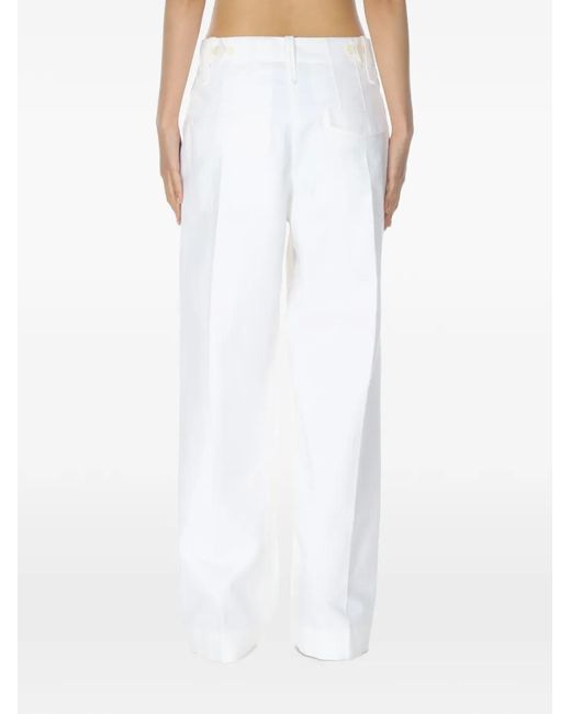 Carven White Wide Straight-Leg Trousers
