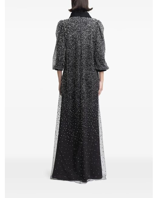 Gemy Maalouf Black Beaded-Embellishment Maxi Dress