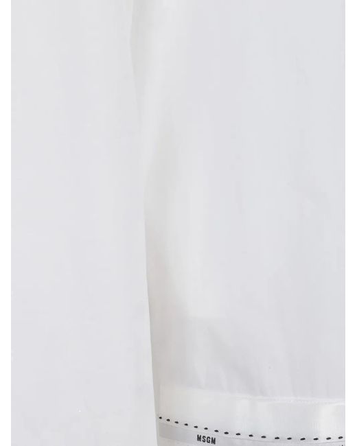 MSGM White Button-Down Regular Cut Shirt With Minimalist Design