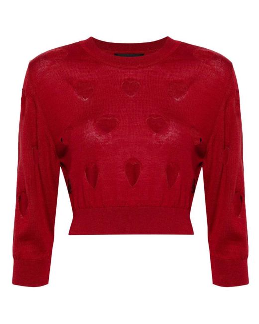 Simone Rocha Red Love Heart Pullover mit Cut-Outs