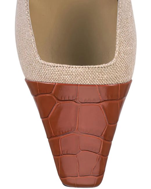 Tod's Natural Slingback Croc-Effect Canvas Pumps