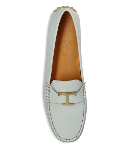 Tod's Gray Moccasin-Style Flat Shoes With Flexible Rubber Sol