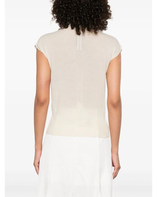Rick Owens White High-Neck Sleeveless Top