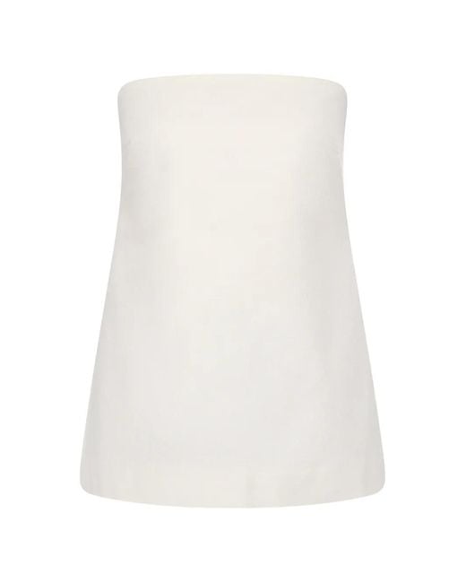 St. Agni White Strapless Tie Top