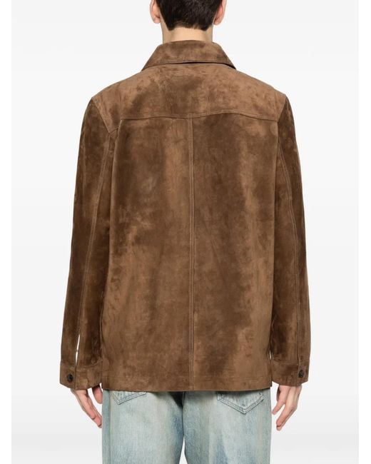 Yves Salomon Brown Buttoned Suede Jacket for men