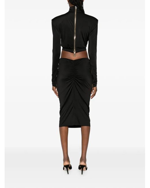 MITILIANE COUTURE Black Cut-Out Zip-Fastening Midi Dress