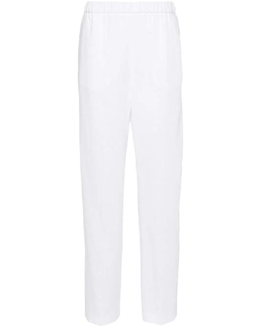 Fabiana Filippi White Chambray Pipe-Trim Tapered Trousers