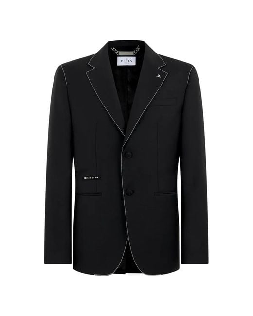 Philipp Plein Black Blazer Contrast Stitching for men
