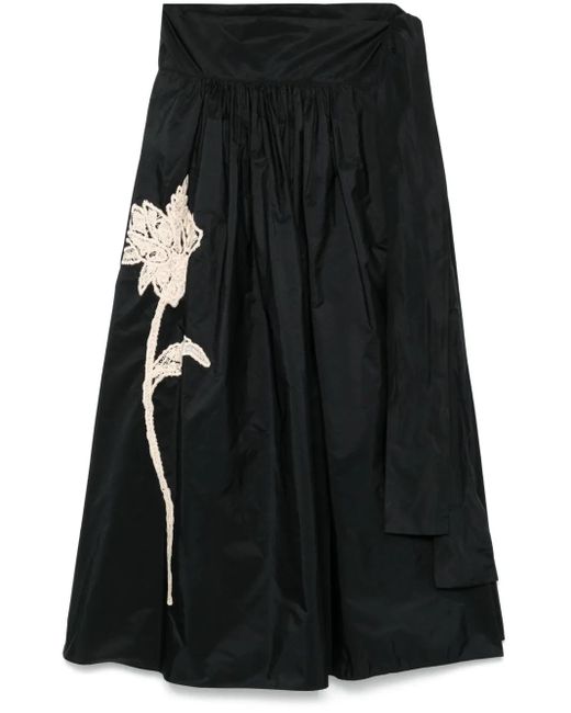 Co.Go フローラル マキシスカート Black