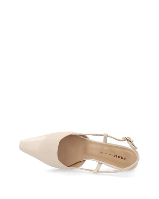 Frau Natural Semi-Polished Leather Slingback Pumps