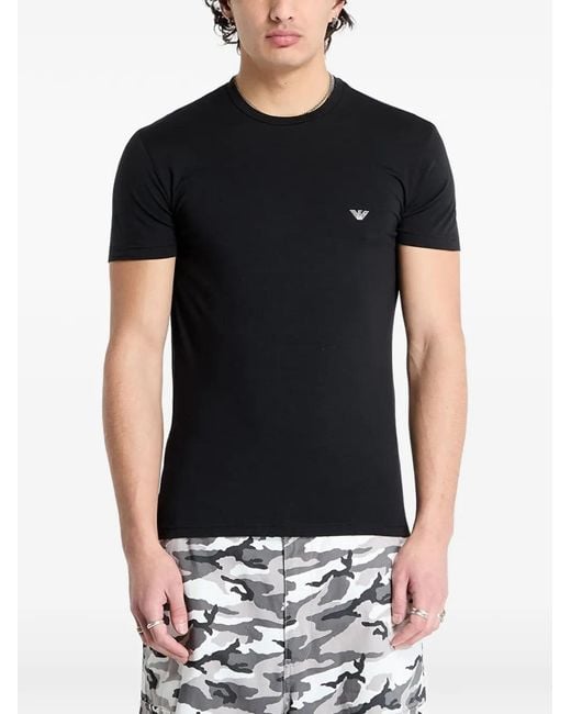 EA7 Black Logo-Patch T-Shirt for men