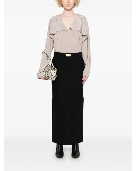 Helmut Lang White Silk Georgette Scarf Blouse