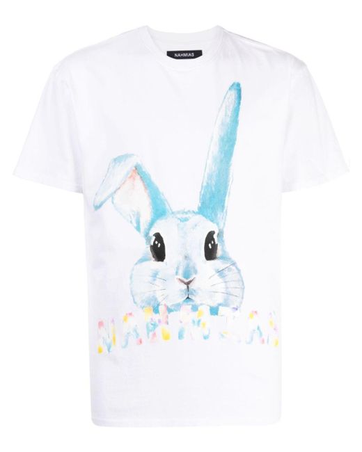 メンズ NAHMIAS Bunny グラフィック Tシャツ White