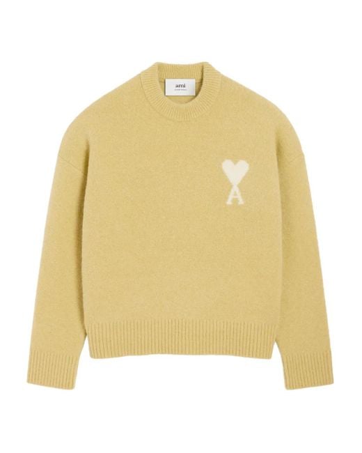 AMI Yellow Alpaca Ami De Coeur Crewneck Sweater