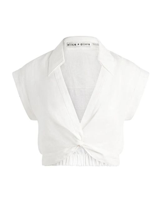 Alice + Olivia Mila Cropped Top in het White