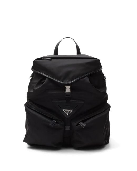 Prada Re-Nylon Rucksack Mit Lederbesatz in Black für Herren