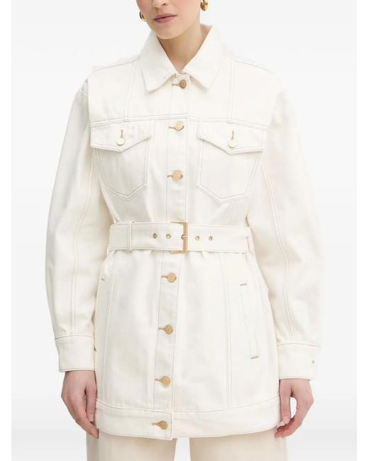 ARMANI EXCHANGE White Belted Denim Jacket