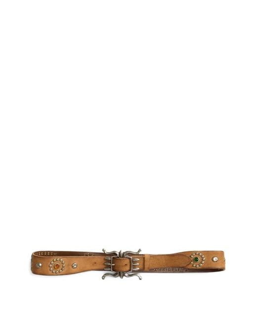 RRL White Embellished Rover Leather Belt for men