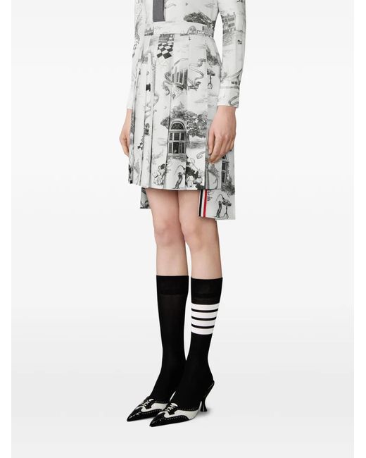 Thom Browne Gray Toile Pleated Mini Skirt