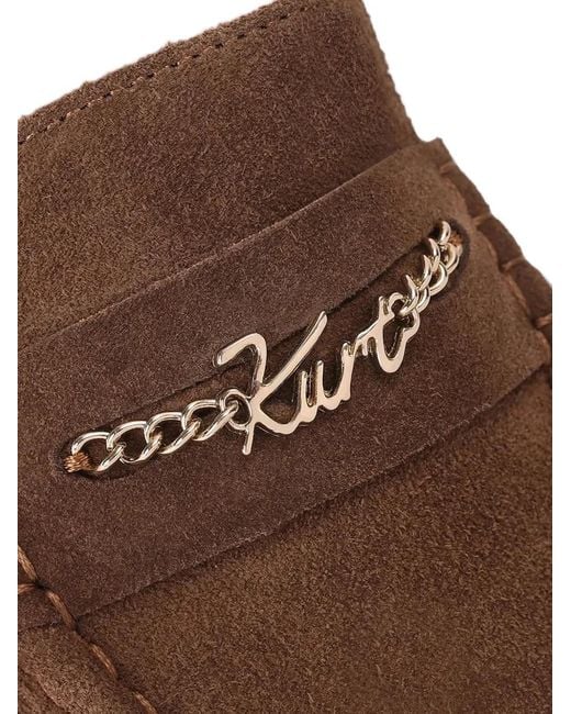Kurt Geiger Brown Logo-Plaque Suede Loafers