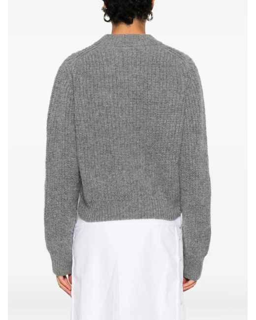 CECILIE BAHNSEN Gray Flower Appliqué Sweater
