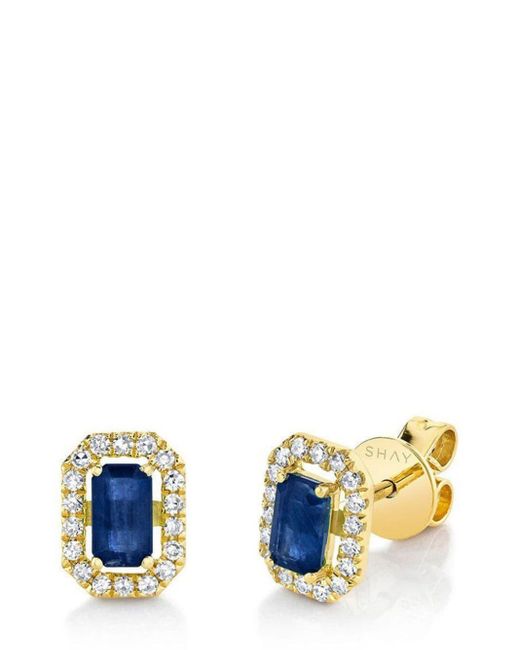 Pendientes en oro amarillo de 18 ct con diamantes y zafiros SHAY de color Blue